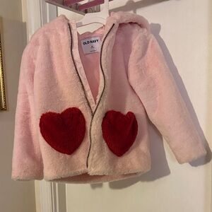 Old Navy Pink Jacket with Red Heart Accents